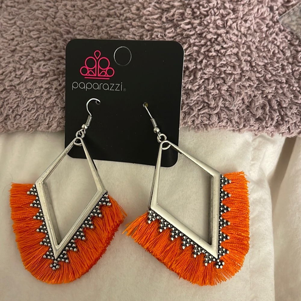 Fun triangle orange earrings